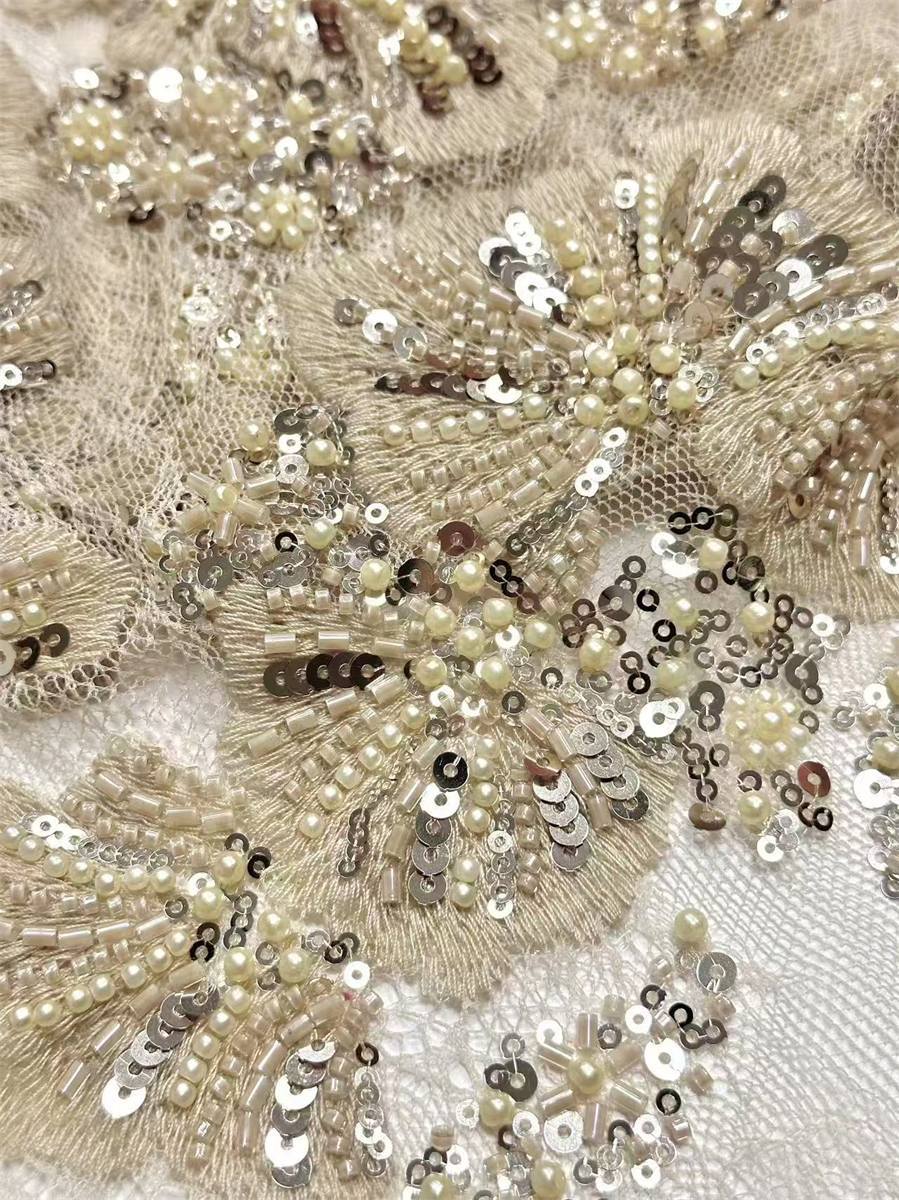 Beaded Lace Fabric - 5 Yards | COD HN560
