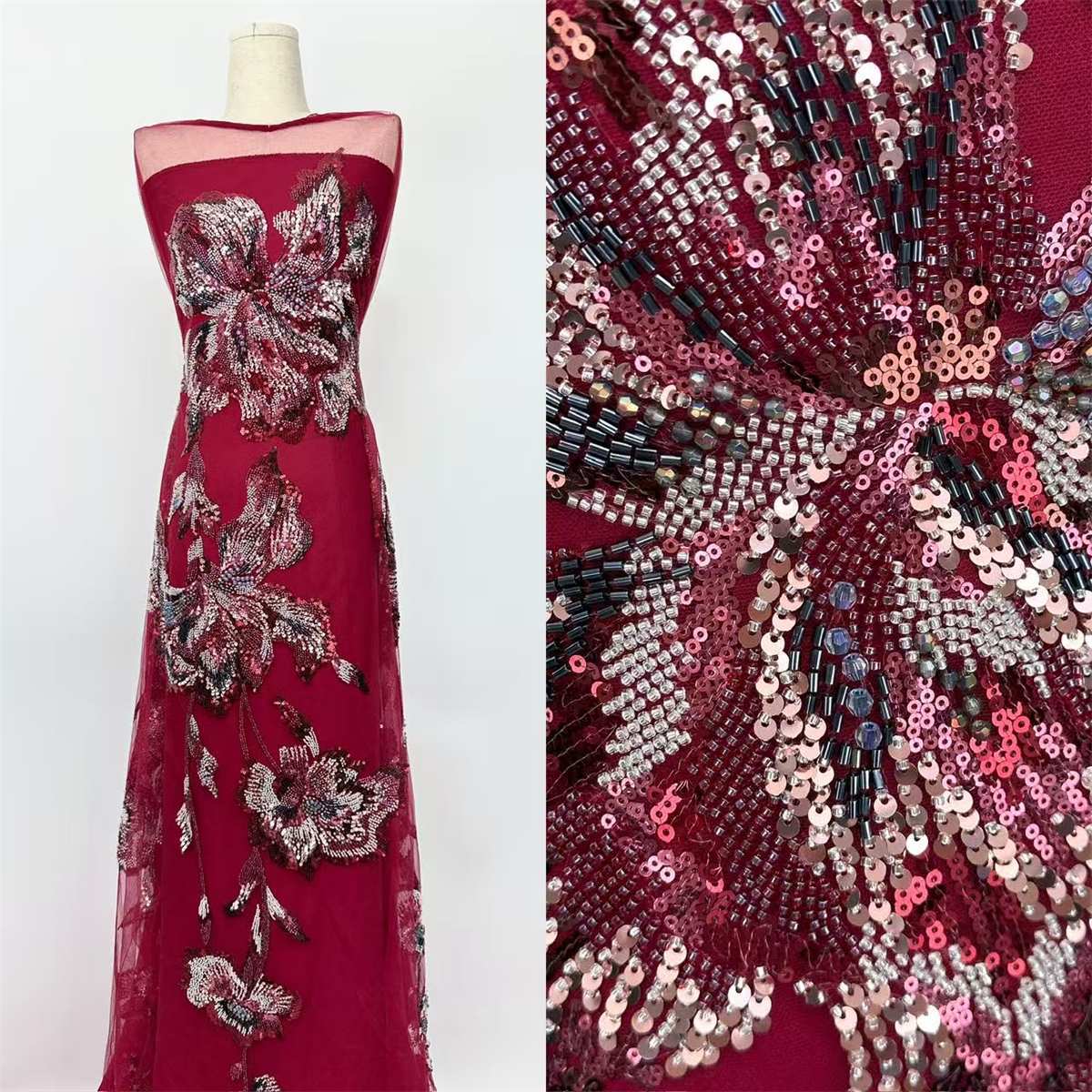Beaded Tulle Fabric - 5 Yards | COD HN626