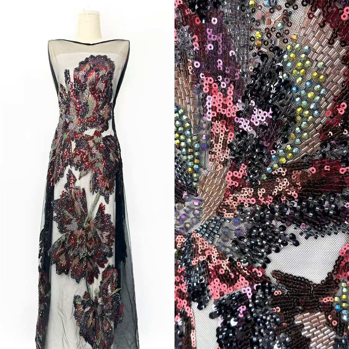 Beaded Tulle Fabric - 5 Yards | COD HN633