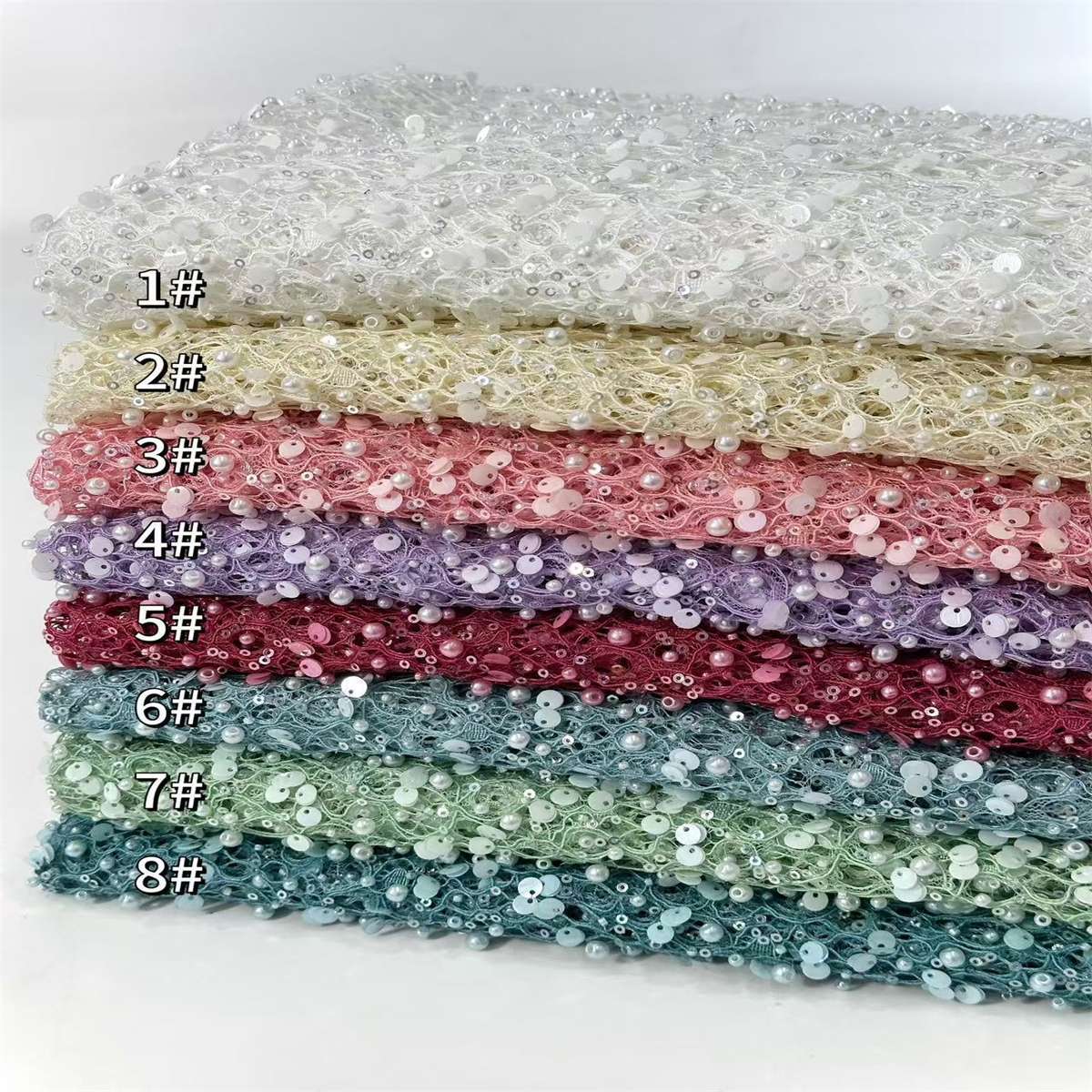 Beaded Lace Fabric - 5 Yards | COD HN044