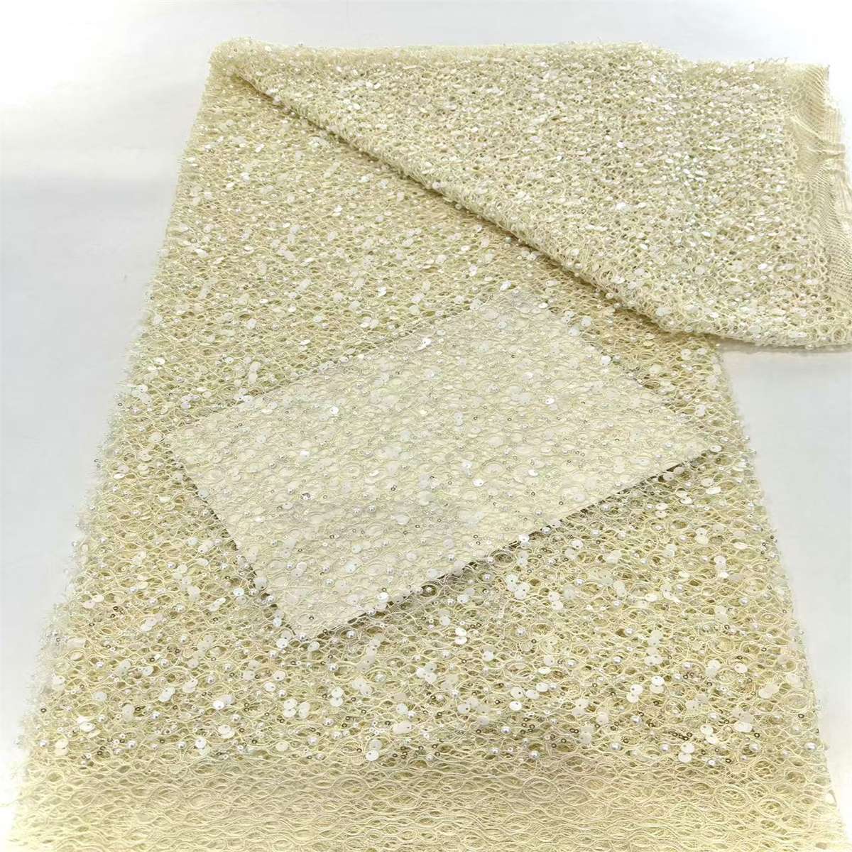 Beaded Lace Fabric - 5 Yards | COD HN044