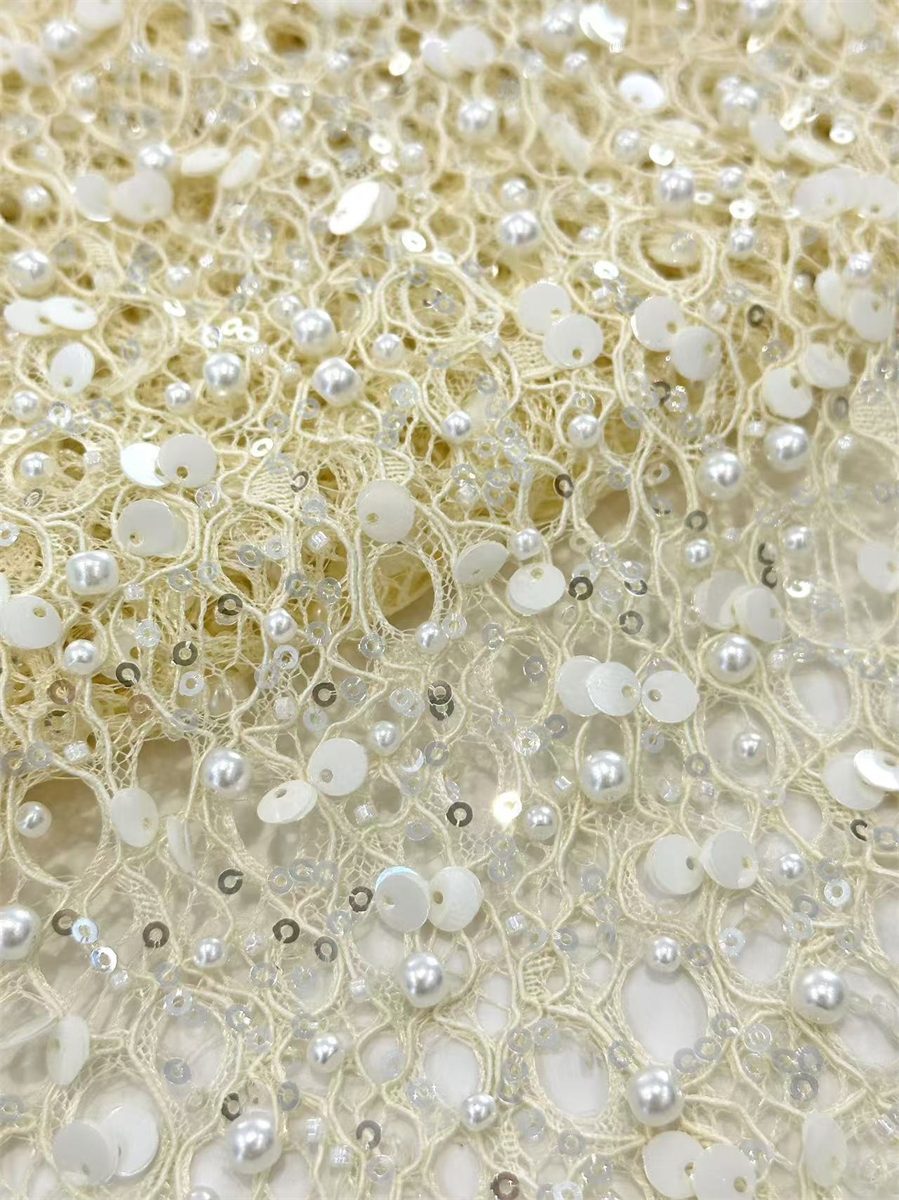 Beaded Lace Fabric - 5 Yards | COD HN044
