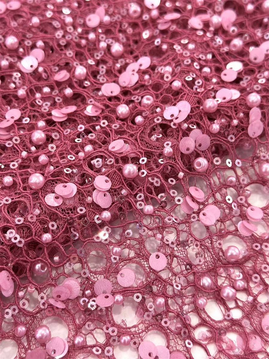 Beaded Lace Fabric - 5 Yards | COD HN044