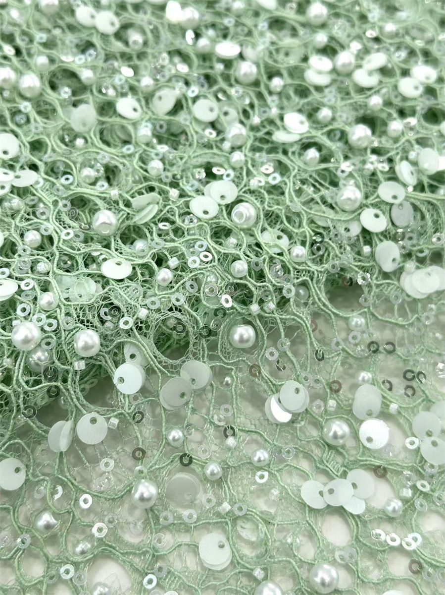 Beaded Lace Fabric - 5 Yards | COD HN044