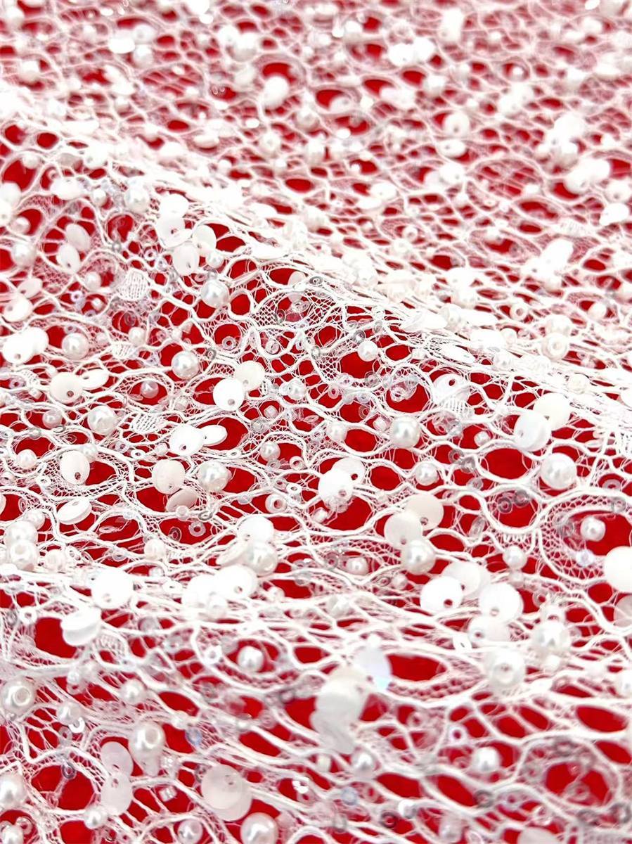 Beaded Lace Fabric - 5 Yards | COD HN044