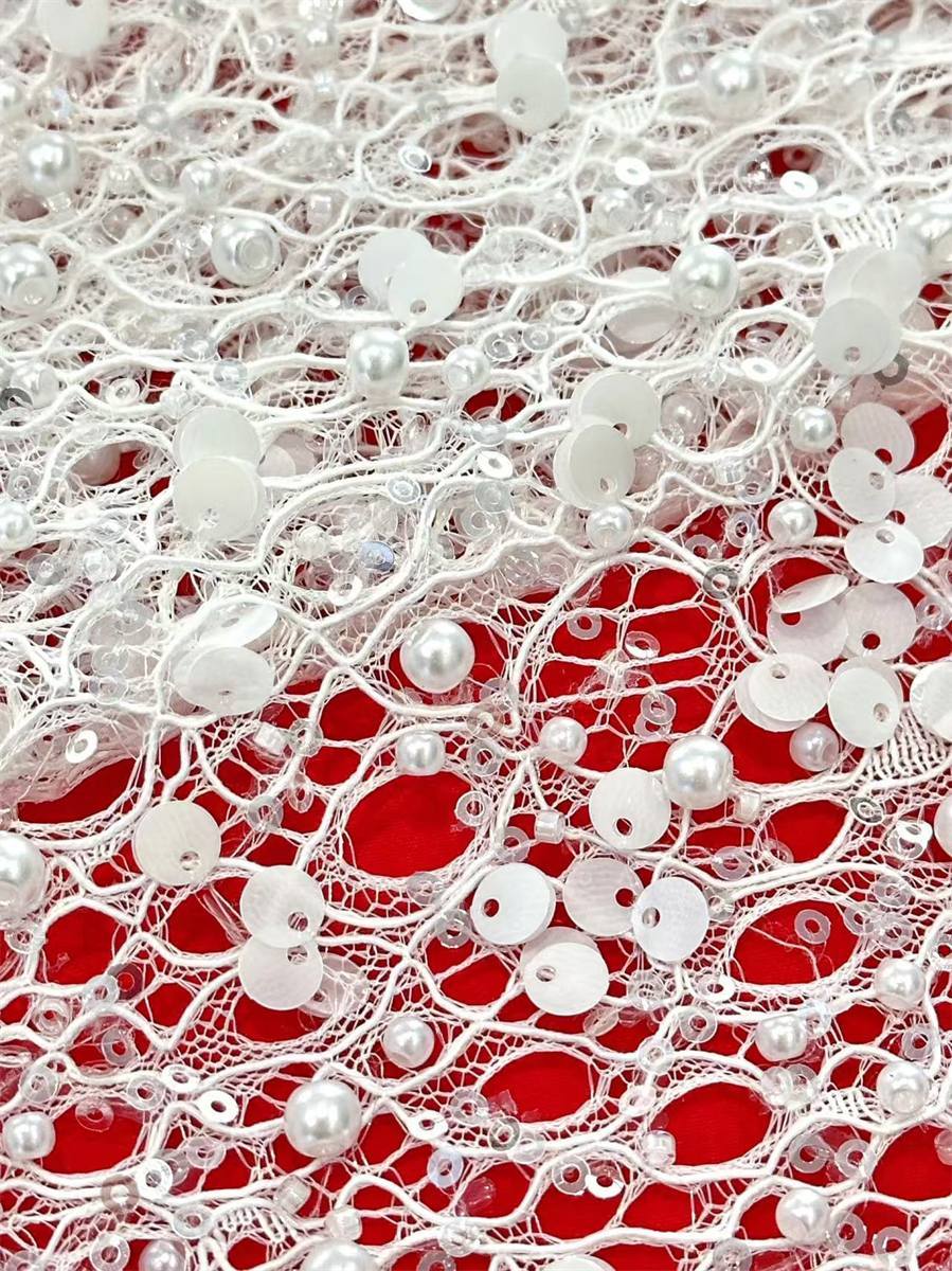 Beaded Lace Fabric - 5 Yards | COD HN044