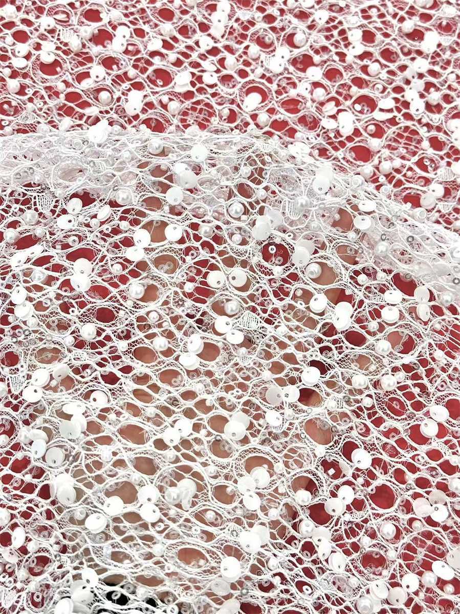 Beaded Lace Fabric - 5 Yards | COD HN044