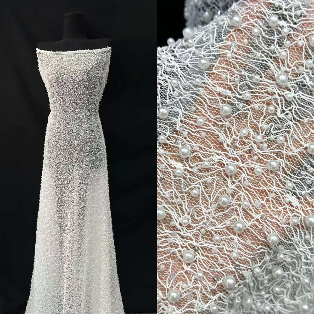 Beaded Lace Fabric - 5 Yards | COD HN123