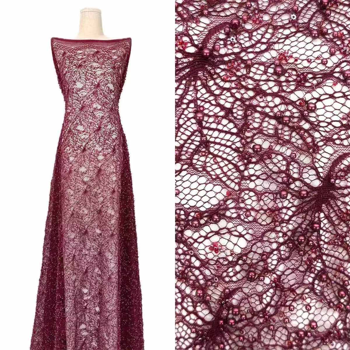 Beaded Lace Fabric - 5 Yards | COD HN584