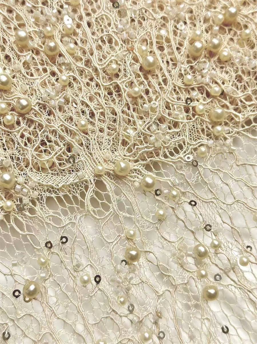 Beaded Lace Fabric - 5 Yards | COD HN584