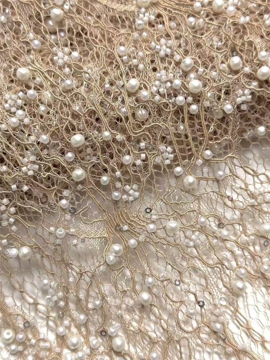 Beaded Lace Fabric - 5 Yards | COD HN584