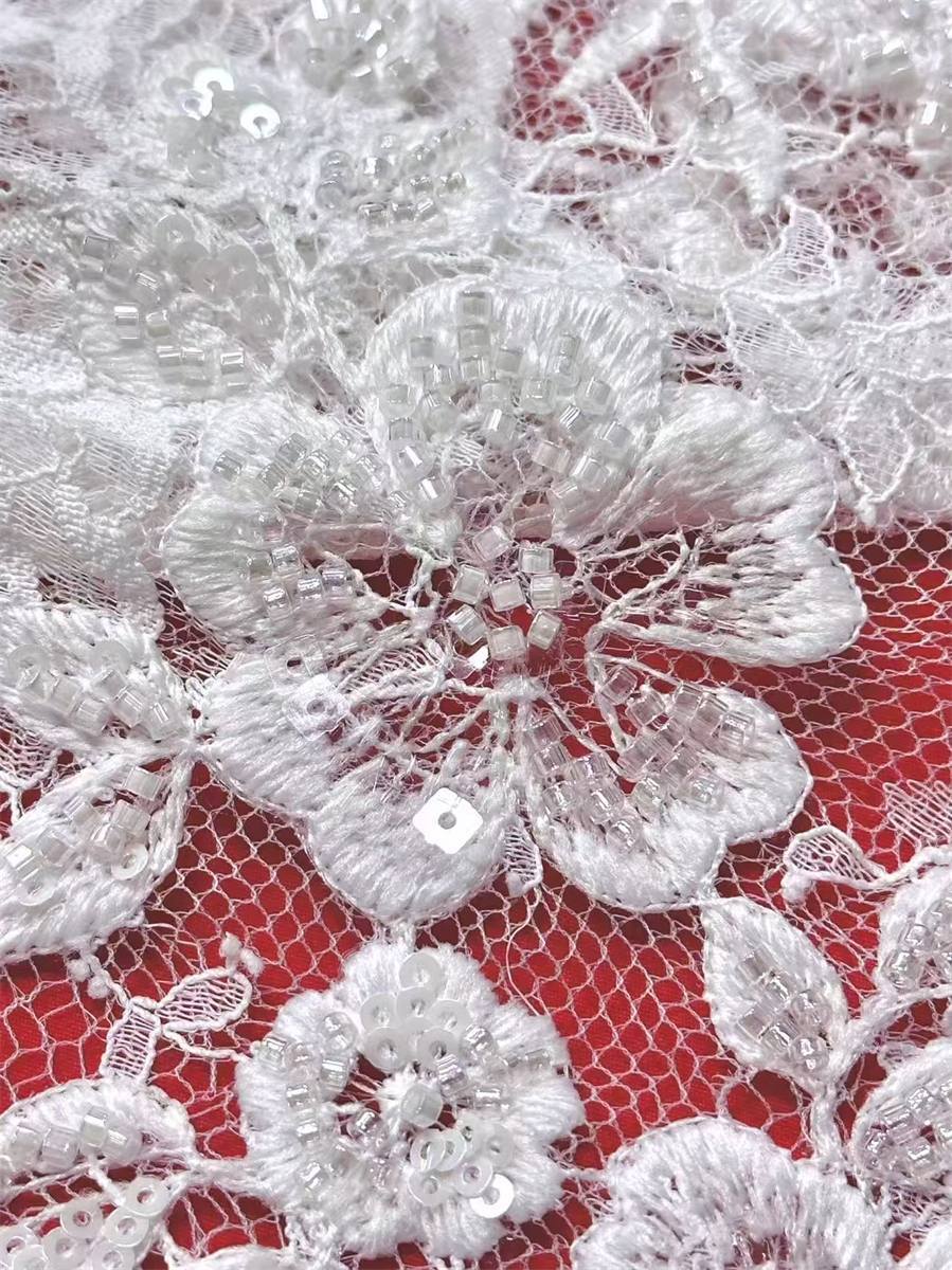 Beaded Lace Fabric - 5 Yards | COD HN637