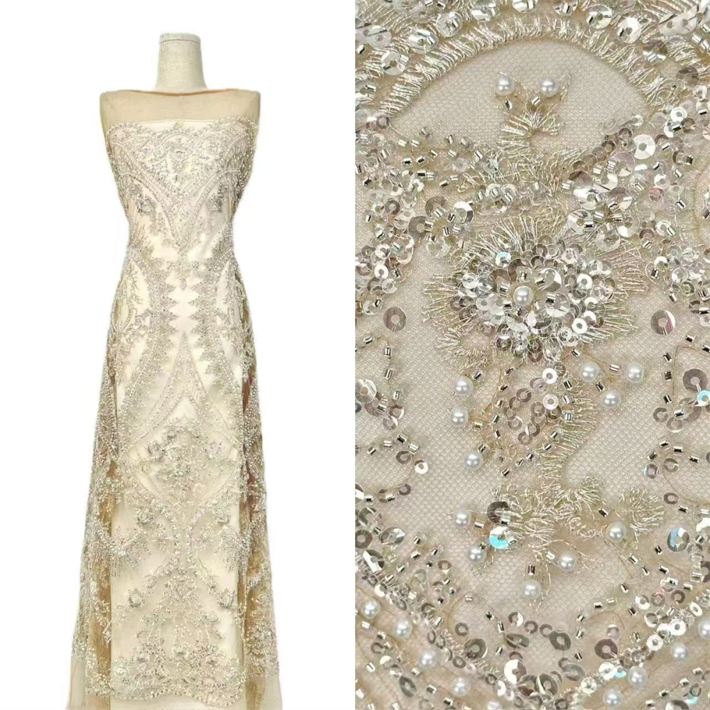 Beaded Lace Fabric - 5 Yards | COD HN537