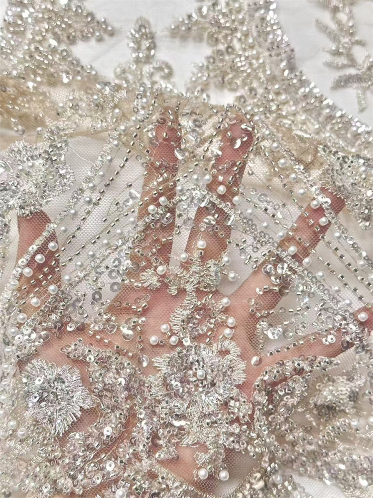 Beaded Lace Fabric - 5 Yards | COD HN537