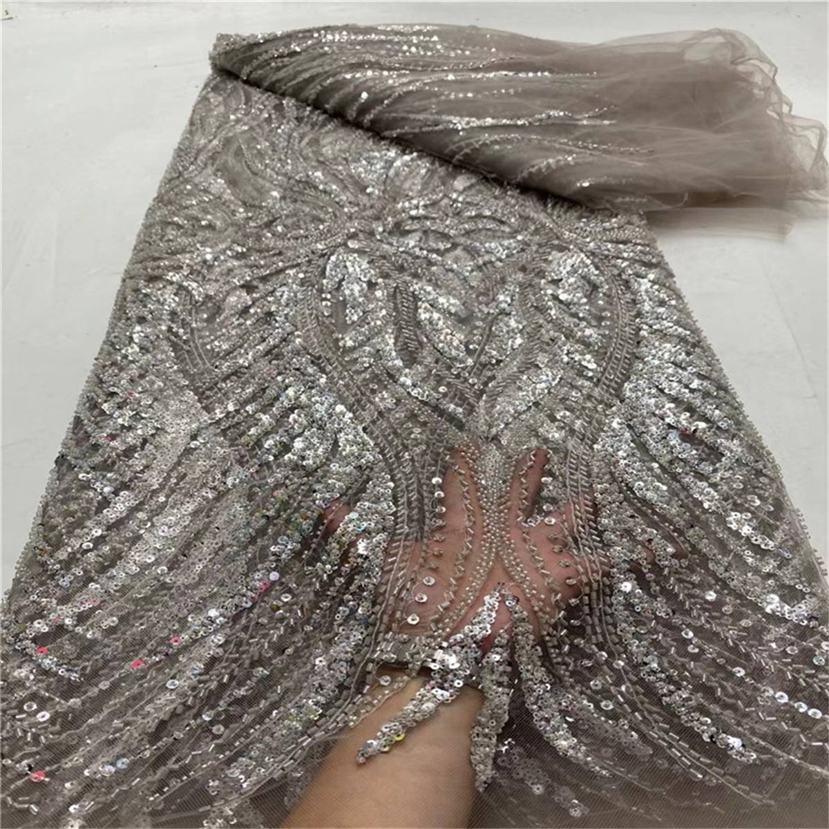 Beaded Tulle Fabric - 5 Yards | STN JLT066