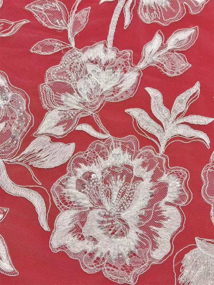 Bridal Lace Fabric - 5 Yards - Corded Embroidered Beaded Wedding Lace Fabric | SKU HN201