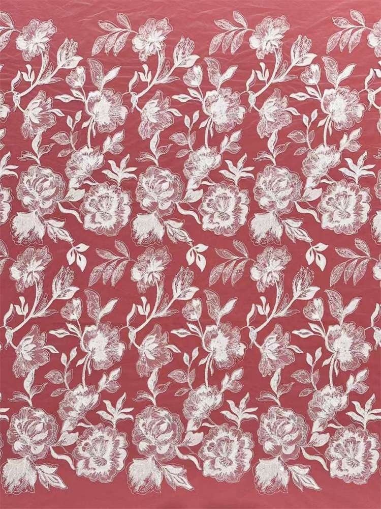 Bridal Lace Fabric - 5 Yards - Corded Embroidered Beaded Wedding Lace Fabric | SKU HN201
