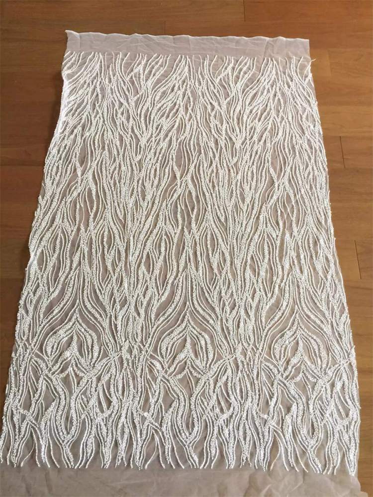 Bridal Lace Fabric - 1 Yard - Beaded Wedding Lace Fabric | COD SX118
