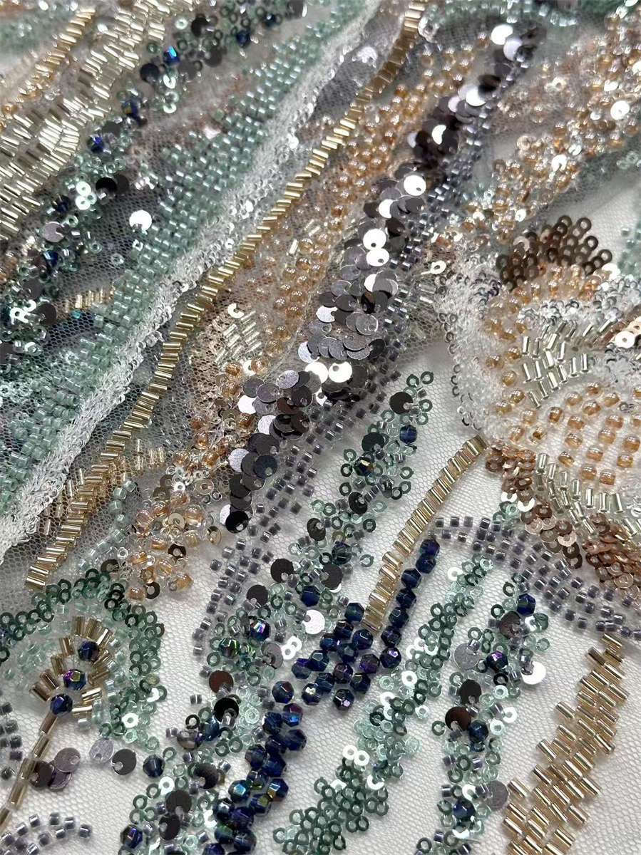 Beaded Tulle Fabric - 5 Yards | COD HN646