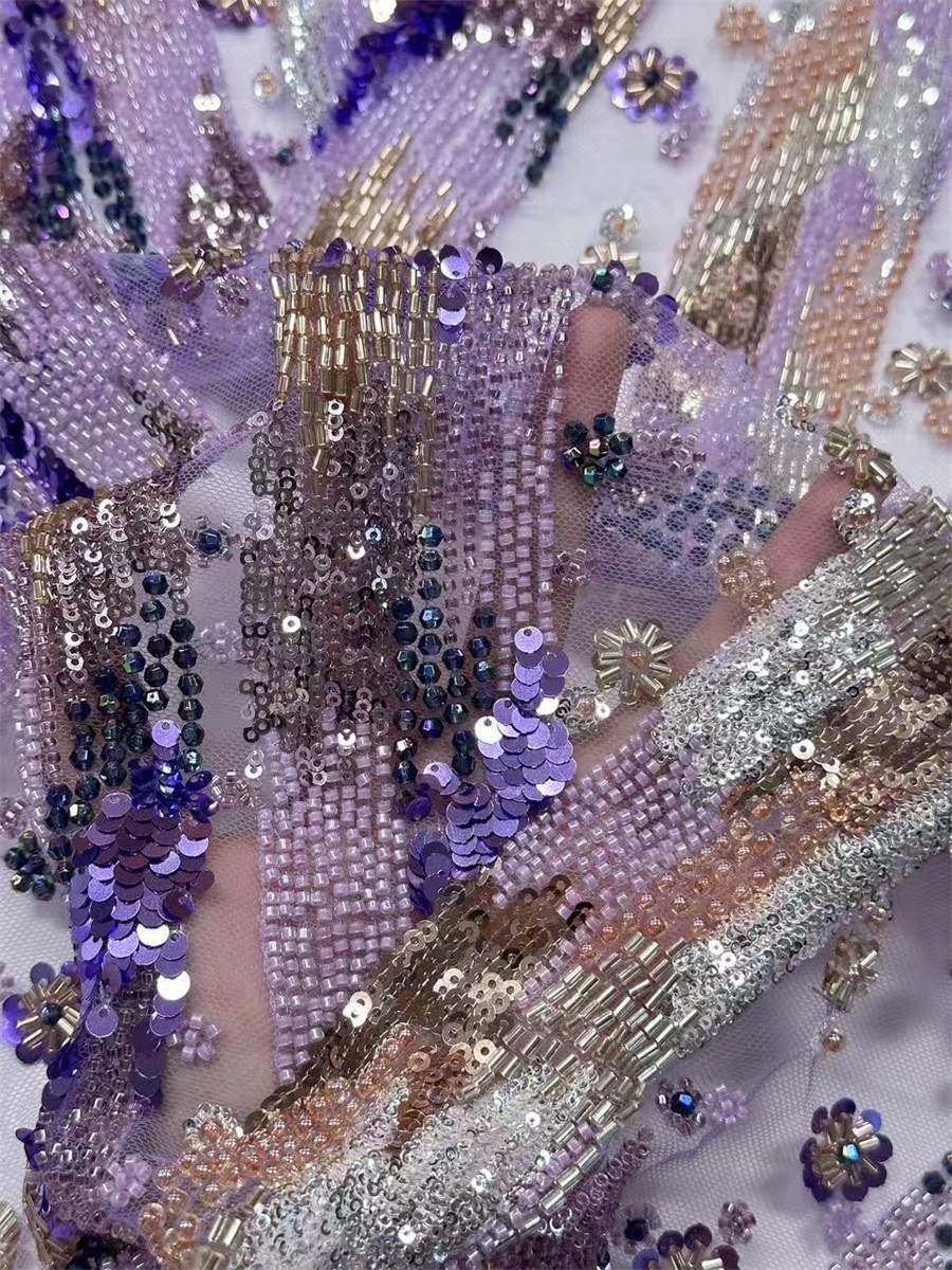 Beaded Tulle Fabric - 5 Yards | COD HN650