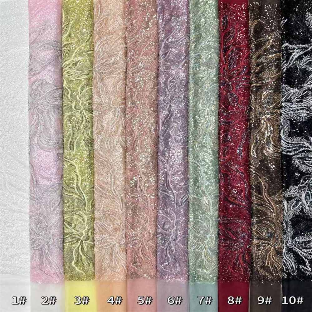 Beaded Tulle Fabric - 5 Yards | COD HN658
