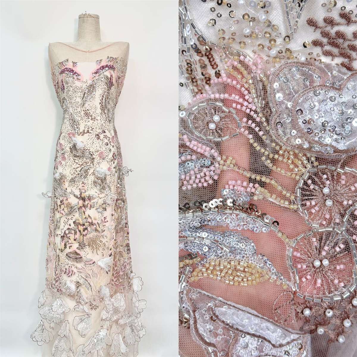 Beaded Tulle Fabric - 5 Yards | COD HN662