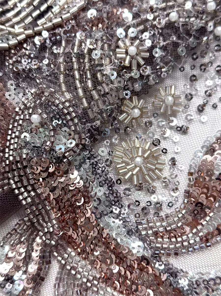 Beaded Tulle Fabric - 5 Yards | COD HN662