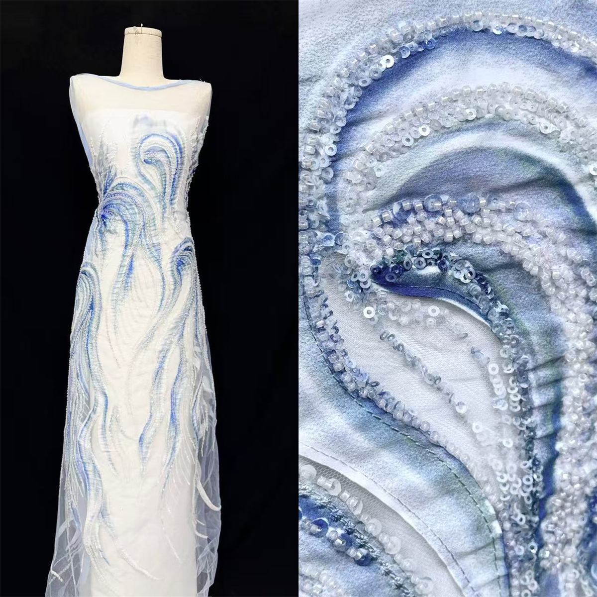 Beaded Tulle Fabric - 5 Yards | COD HN663