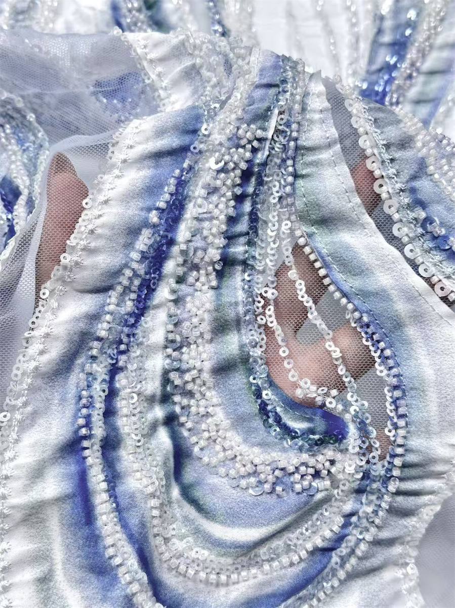 Beaded Tulle Fabric - 5 Yards | COD HN663