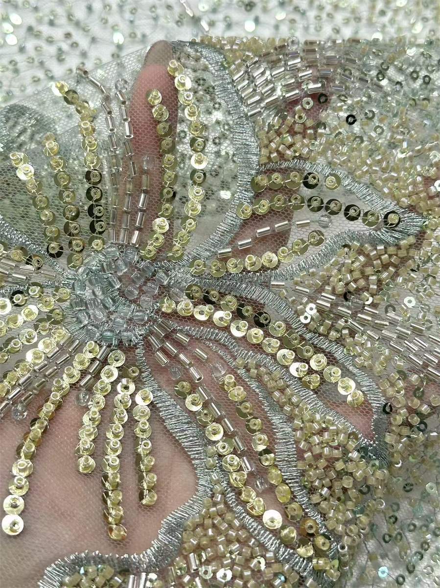 Beaded Tulle Fabric - 5 Yards | COD HN659