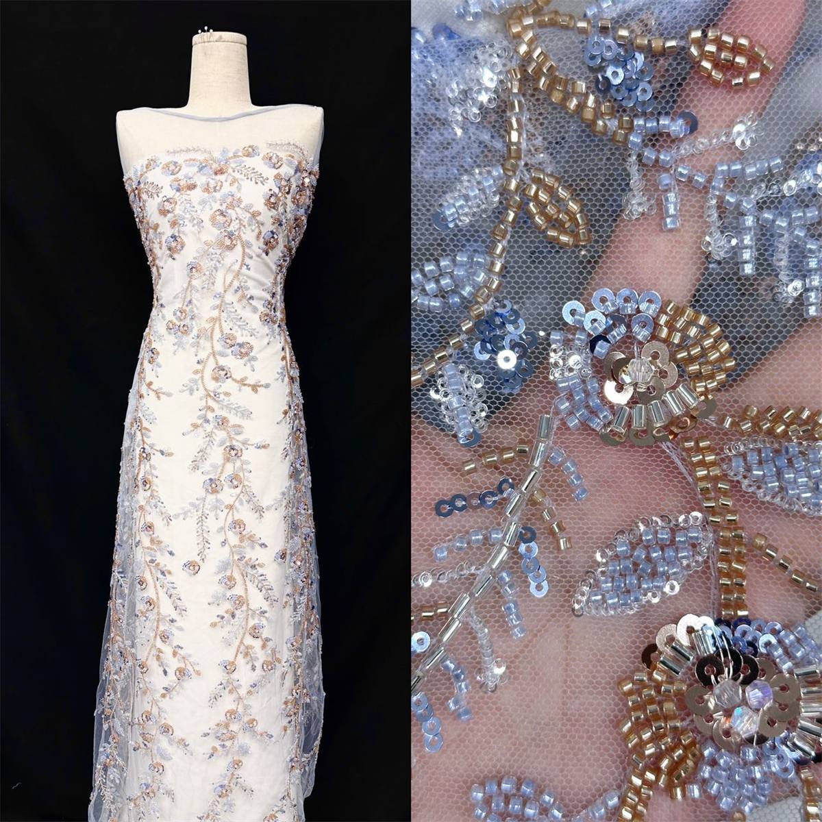Beaded Tulle Fabric - 5 Yards | COD HN687