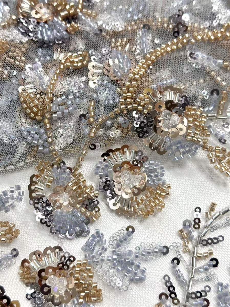 Beaded Tulle Fabric - 5 Yards | COD HN687