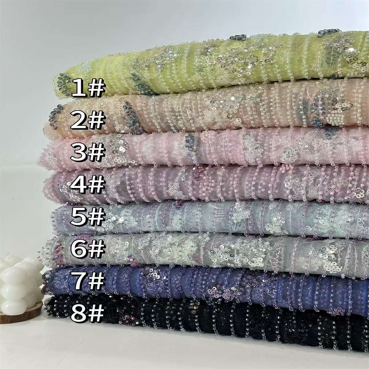 Beaded Tulle Fabric - 5 Yards | COD HN692