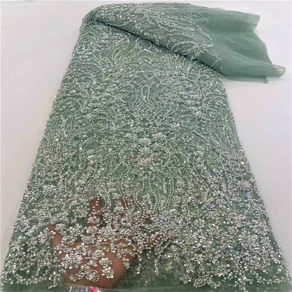 Beaded Tulle Fabric - 5 Yards | COD lil068