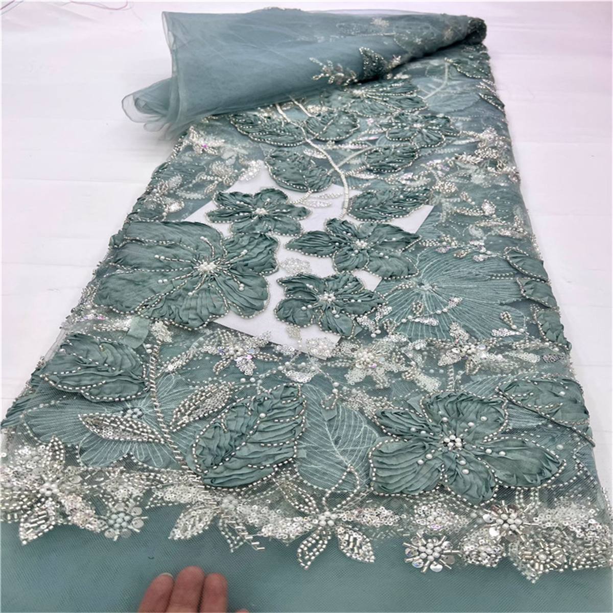 Beaded Tulle Fabric - 5 Yards | COD lil072
