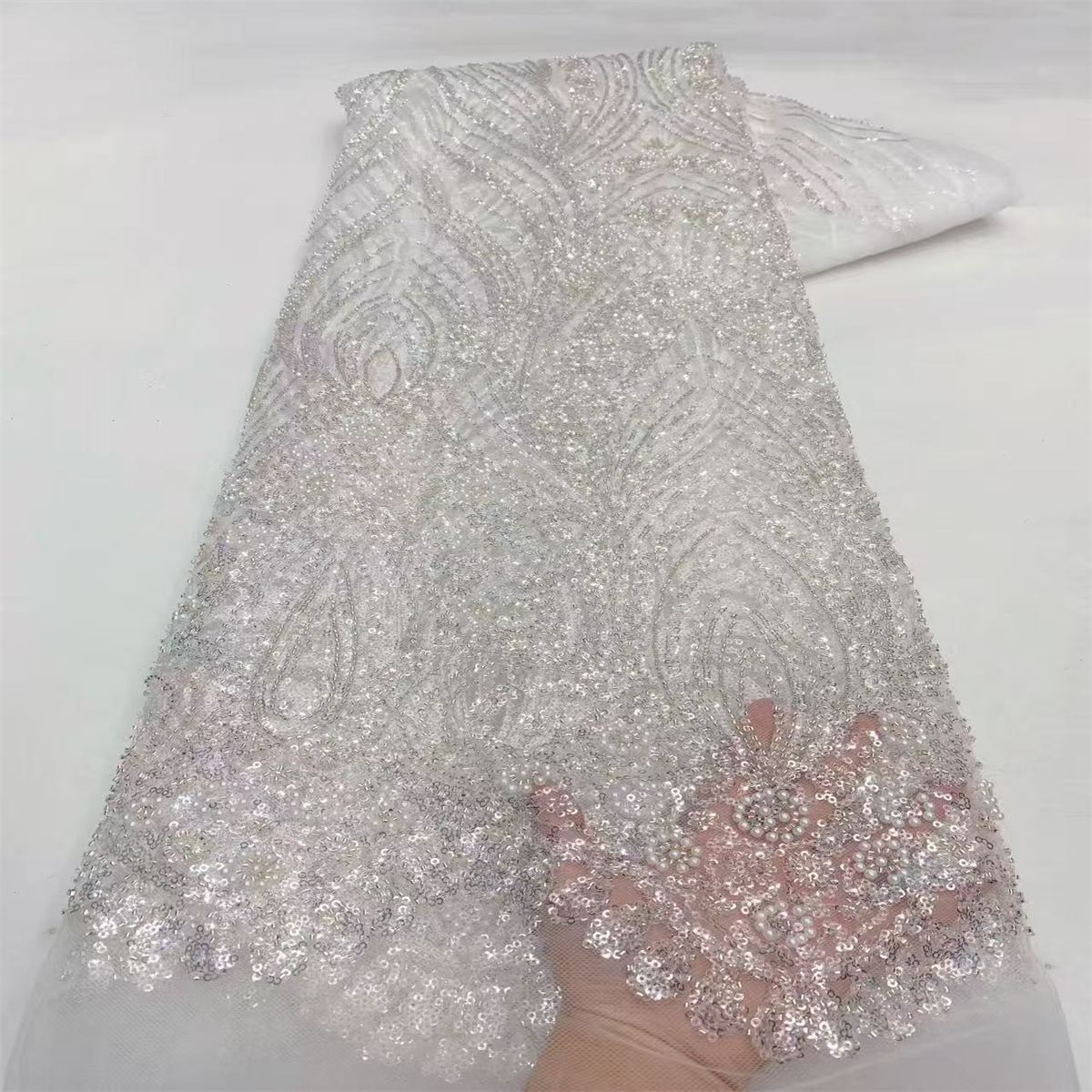 Beaded Tulle Fabric - 5 Yards | lil090