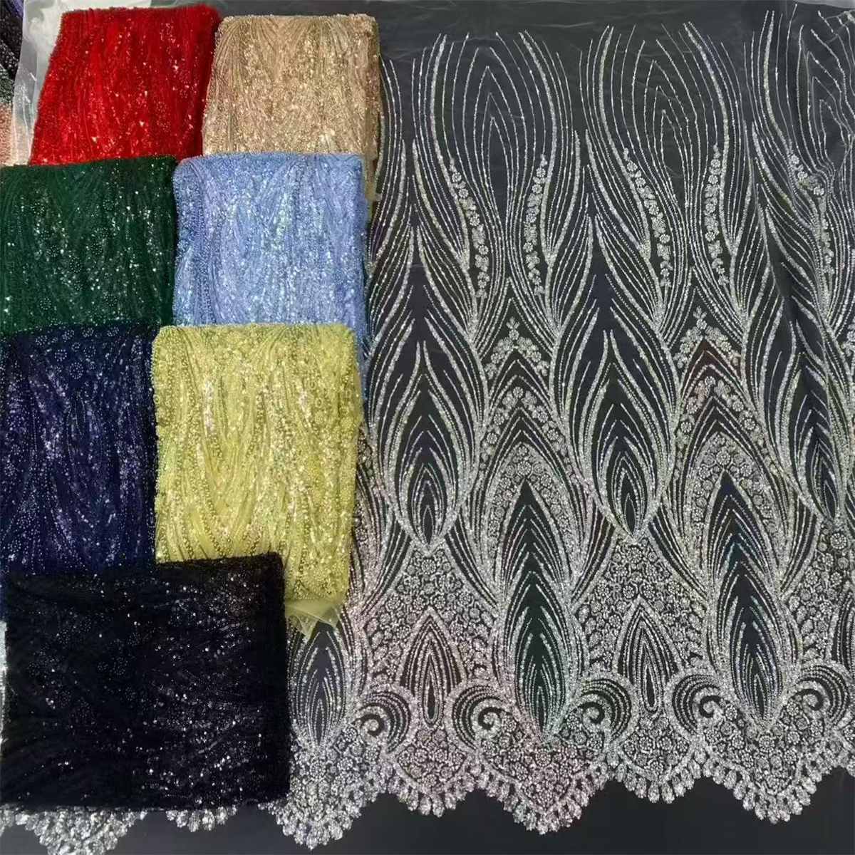 Beaded Tulle Fabric - 5 Yards | lil090