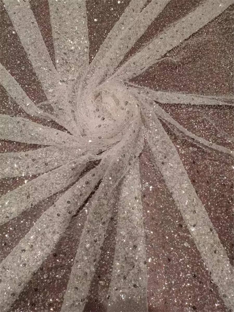 Bridal Lace Fabric - 5 Yards - Beaded Wedding Lace Fabric | COD RX005