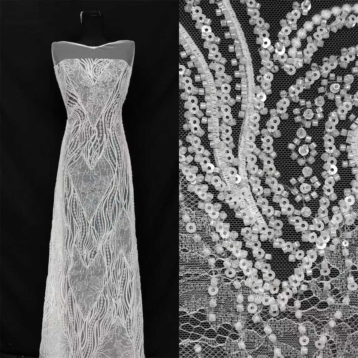 Beaded Tulle Fabric - 5 Yards | COD HN685