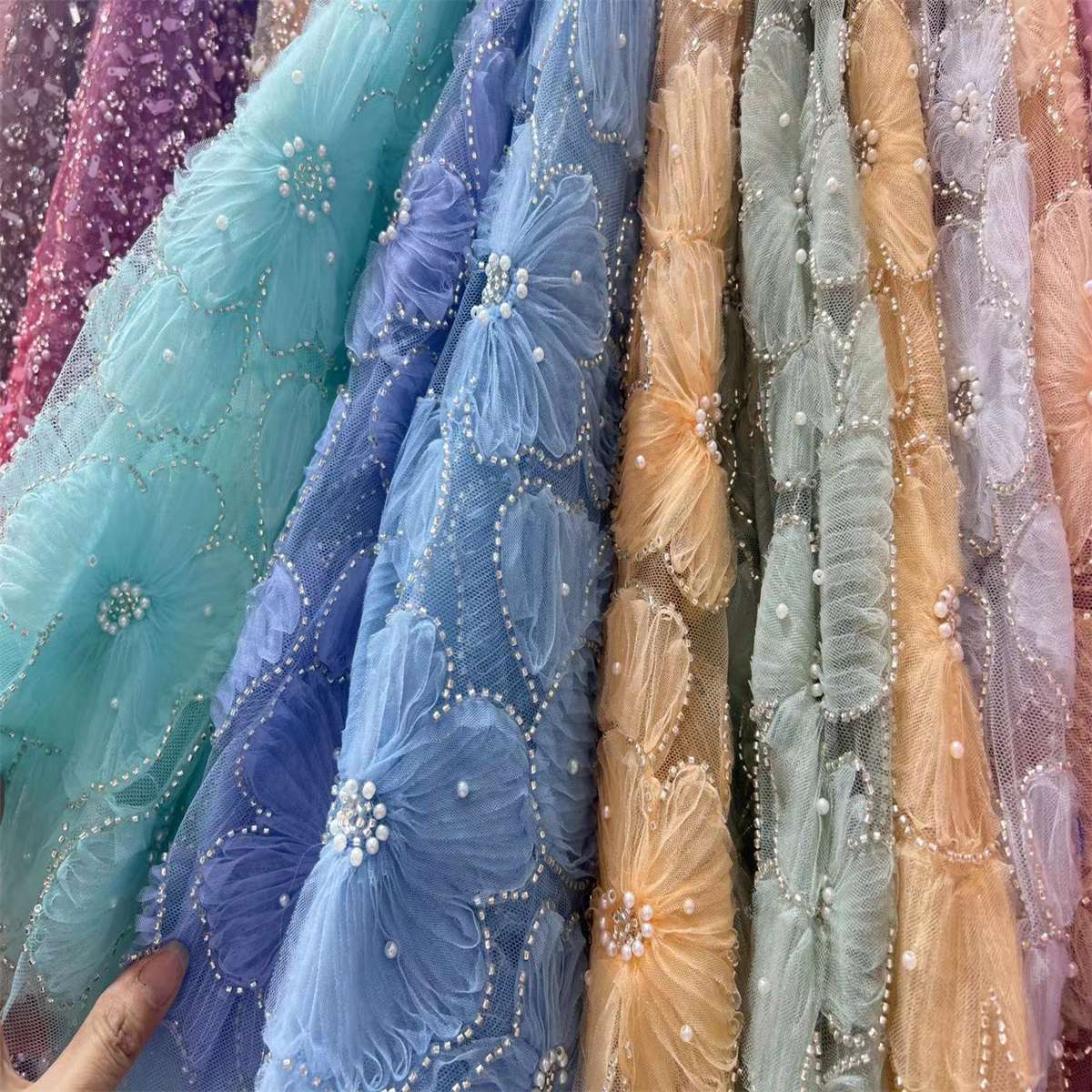 Beaded Tulle Fabric - 5 Yards | COD lil091