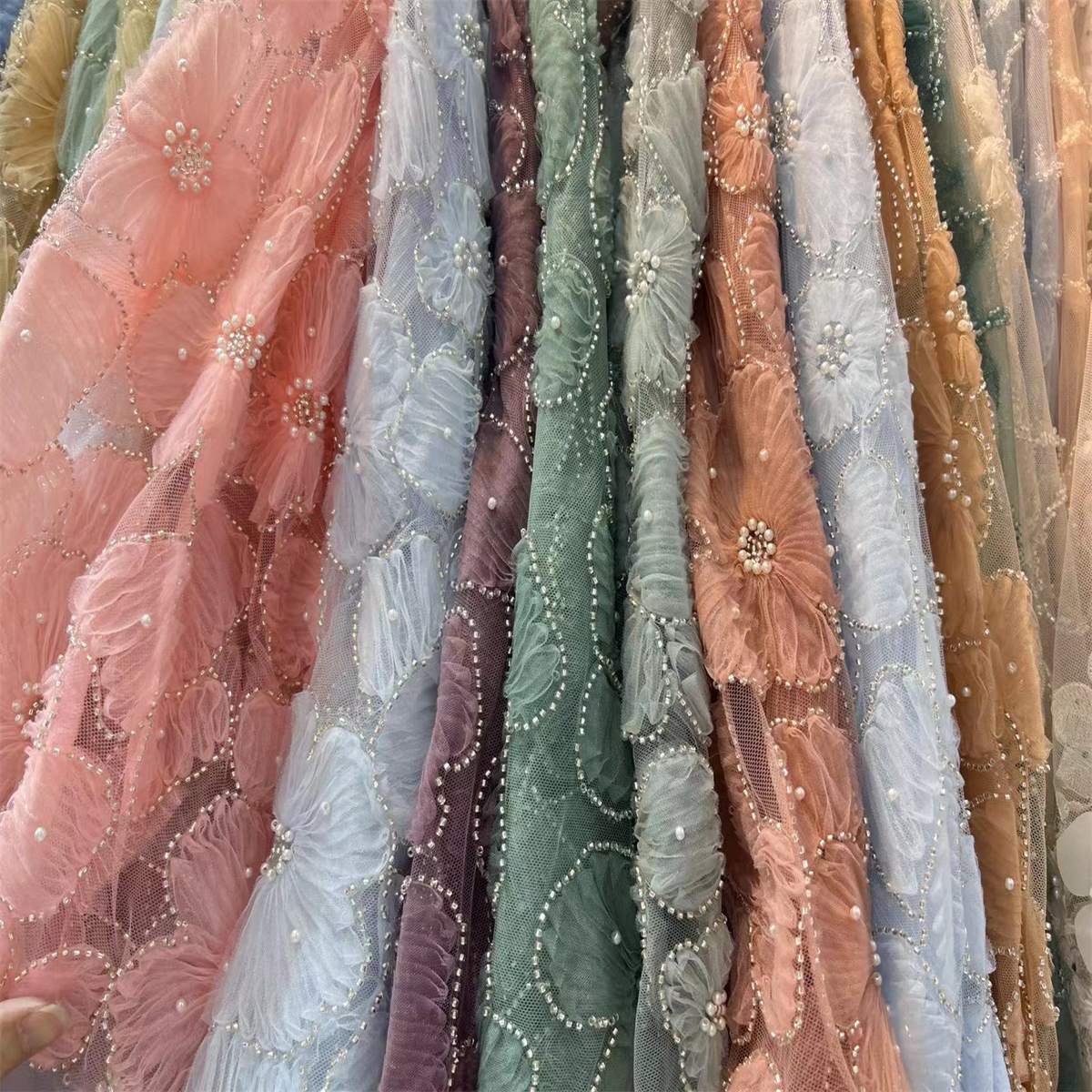 Beaded Tulle Fabric - 5 Yards | COD lil091
