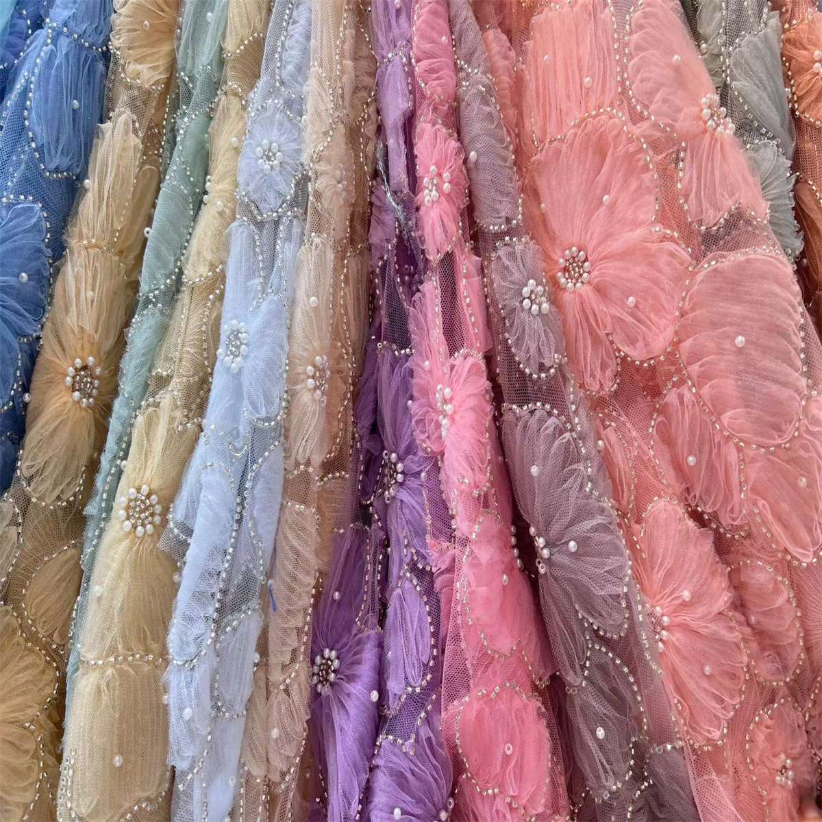 Beaded Tulle Fabric - 5 Yards | COD lil091