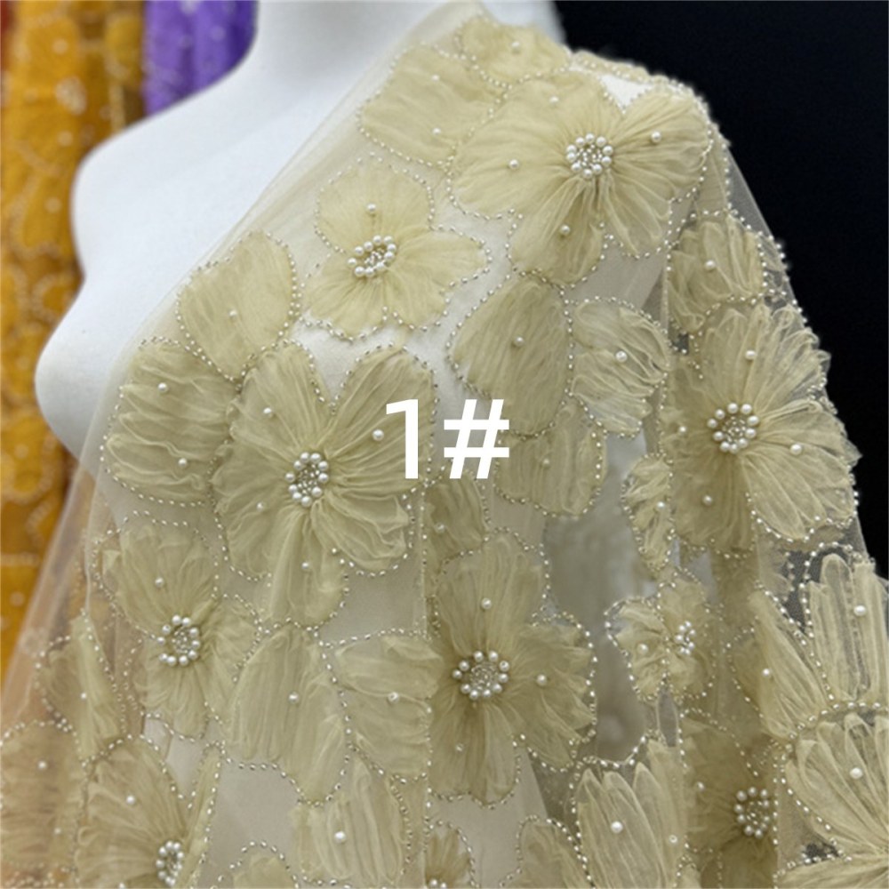 Beaded Tulle 3D Floral Fabric - 5 Yards | COD lil092