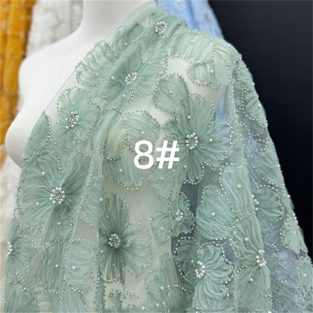 Beaded Tulle 3D Floral Fabric - 5 Yards | COD lil092