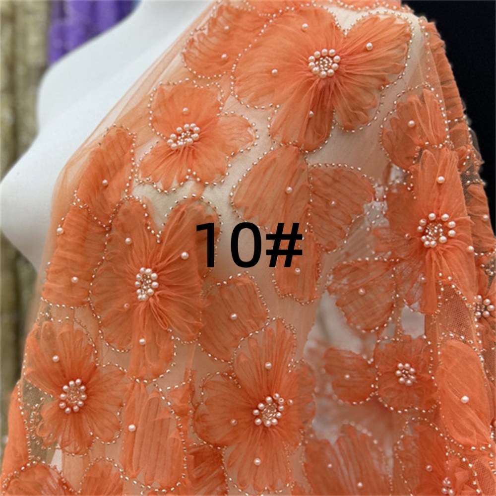 Beaded Tulle 3D Floral Fabric - 5 Yards | COD lil092