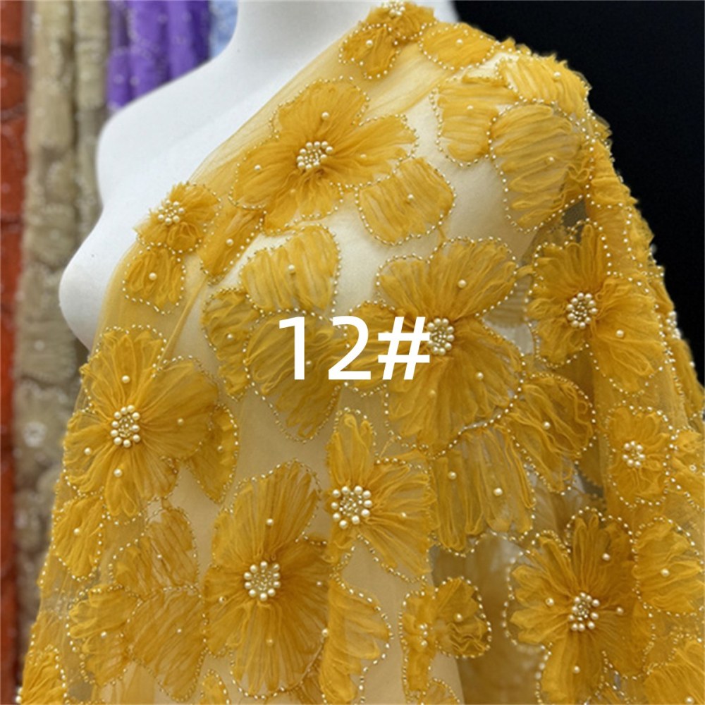 Beaded Tulle 3D Floral Fabric - 5 Yards | COD lil092