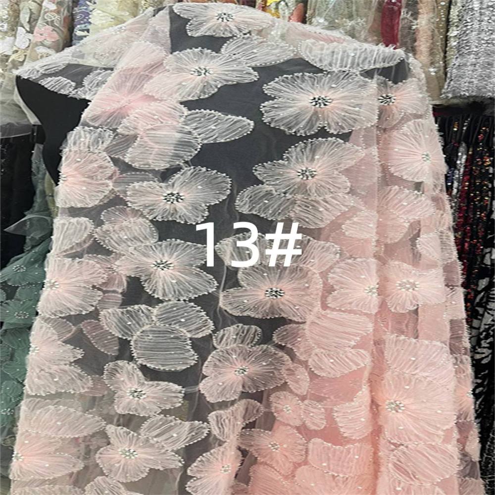 Beaded Tulle 3D Floral Fabric - 5 Yards | COD lil092