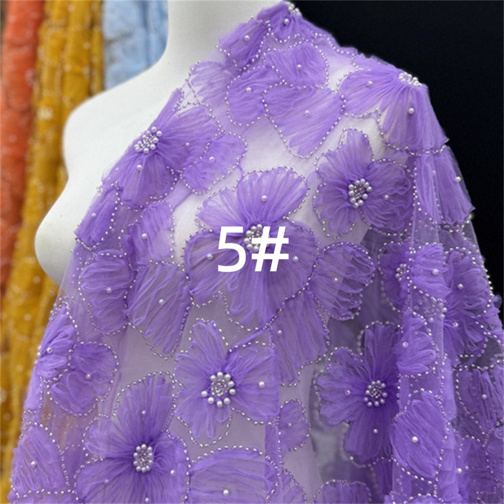 Beaded Tulle 3D Floral Fabric - 5 Yards | COD lil092