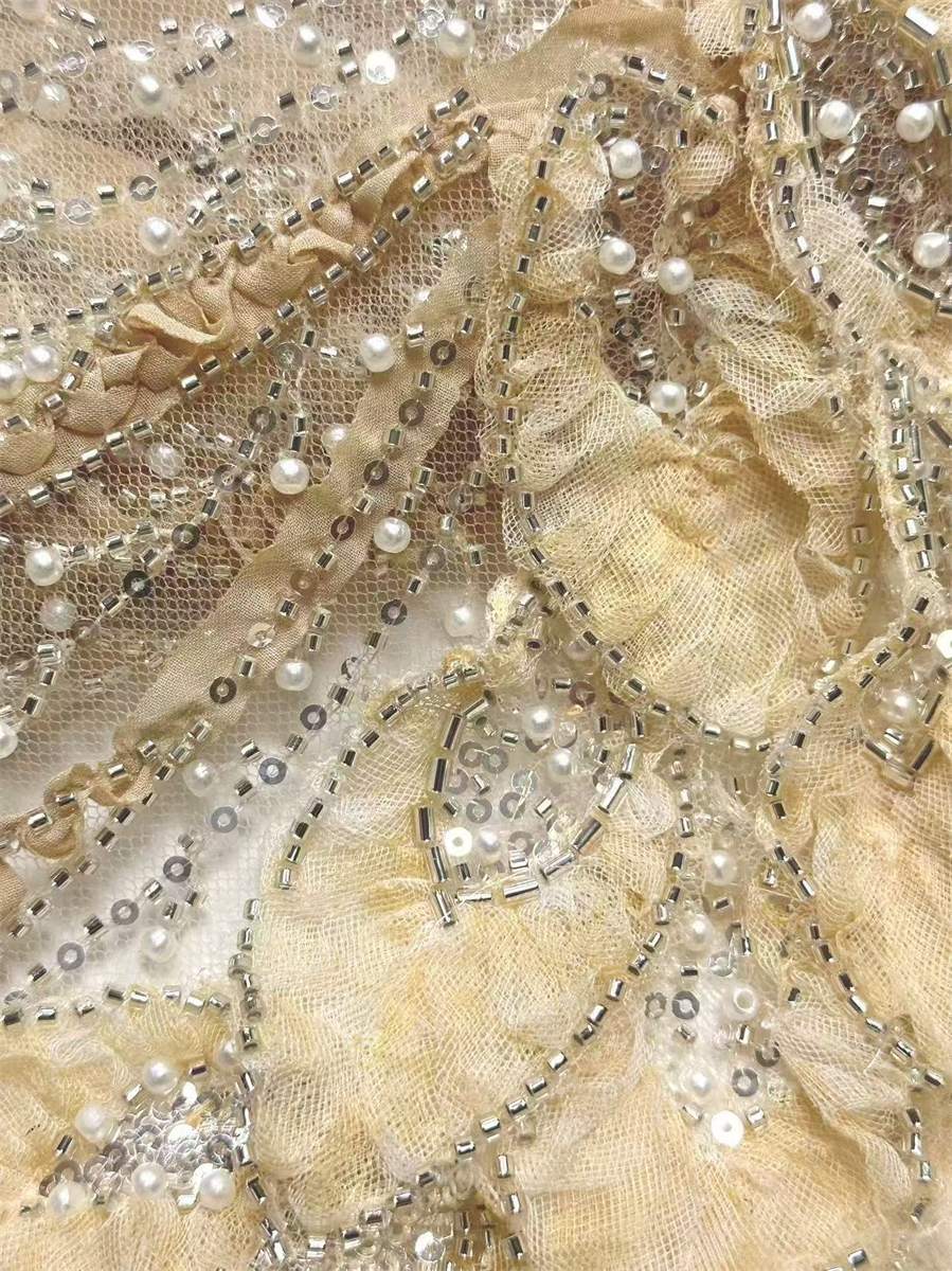 Beaded Tulle Fabric - 5 Yards | COD HN723