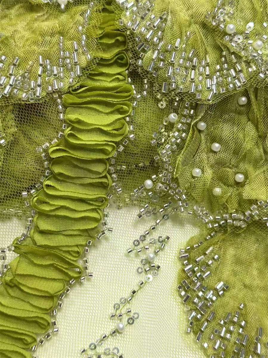 Beaded Tulle 3D Floral Fabric - 5 Yards | MOD HN725